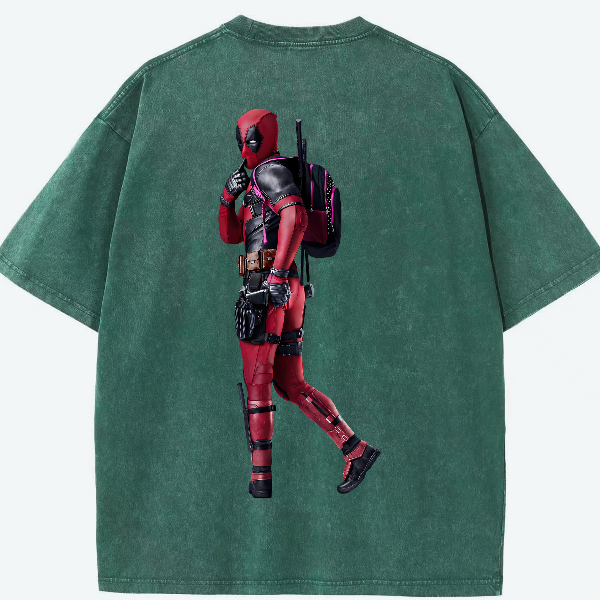 （画像用） Deadpool デッドプール 綿100% ヴィンテージ風 半袖Tシャツ（背面プリント）